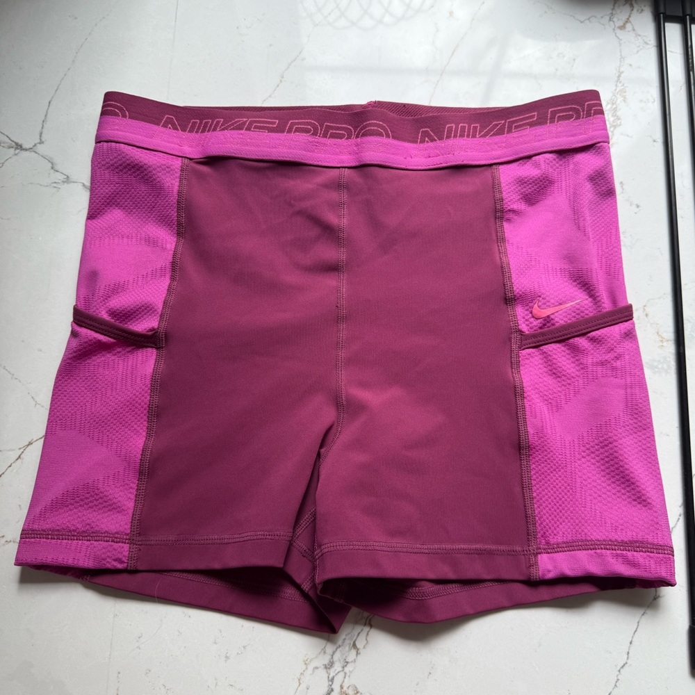 Nike Women's Pro Magenta and Pink Athletic Shorts